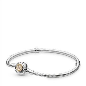 PANDORA SIGNATURE BRACELET, CLEAR CZ 2 TONE, CZ